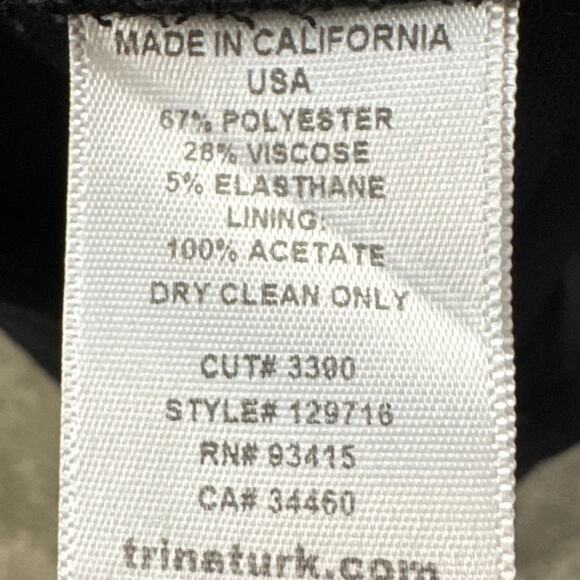 Trina Turk Black Slacks Office Professional Versatile Size 6 Designer Slacks - Picture 8 of 8